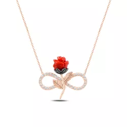 OLIVIE Stříbrný náhrdelník NEKONEČNO S RŮŽÍ ROSE 5329