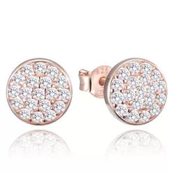 MINET Rose gold stříbrné náušnice se zirkony