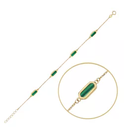 MINET Elegantní zlatý náramek se zeleným malachitem Au 585/1000