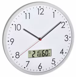 Analogové nástěnné hodiny s digitálním teploměrem a vlhkoměrem TFA 60.3048.02