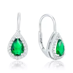OLIVIE Stříbrné náušnice KAPKA GREEN 4853