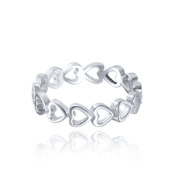 MINET Stříbrný prsten se srdíčky