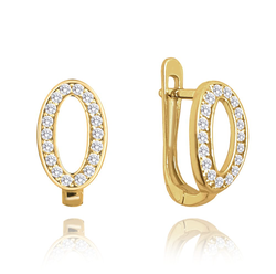 MINET Zlaté náušnice s bílými zirkony Au 585/1000 1,45 g