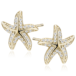 Stříbrné náušnice HVĚZDICE GOLD 9862