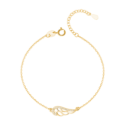 OLIVIE Stříbrný náramek KŘÍDLO SE ZIRKONY GOLD 2398
