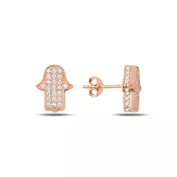 OLIVIE Stříbrné náušnice HAMSA ROSE 3874