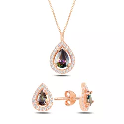 OLIVIE Stříbrná souprava MYSTIC TOPAZ ROSE 5731