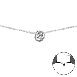 OLIVIE CHOKER řetízek STŘÍBRNÁ RŮŽE 2723