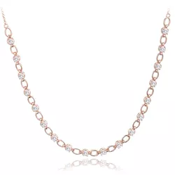 MINET Rose gold elegantní stříbrný náhrdelník s bílými zirkony