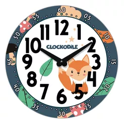 CLOCKODILE Dětské nástěnné hodiny modré s liškou 25cm CCT0031