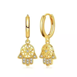 Stříbrné náušnice HAMSA GOLD 8261
