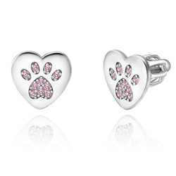 OLIVIE Stříbrné náušnice na šroubek TLAPKA V SRDCI 5945