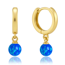 MINET Elegantní zlaté náušnice s modrým opálem Au 585/1000