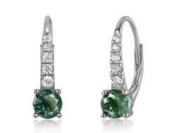 Stříbrné náušnice MECHOVÝ ACHÁT 9555