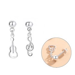 Stříbrné náušnice KYTARA a NOTA 9968