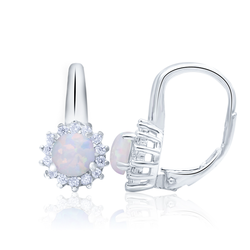 OLIVIE Stříbrné náušnice BÍLÝ OPÁL 4842