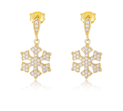 Stříbrné náušnice SNĚHOVÁ VLOČKA GOLD 9283