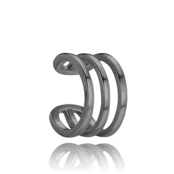 MINET Černá stříbrná záušnice ear cuff