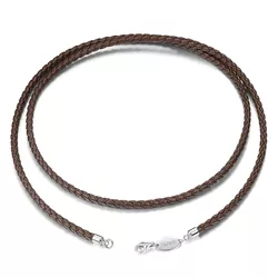 OLIVIE Kožená hnědá pletená šňůrka 40cm, tl.3 mm 6030