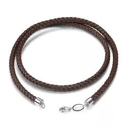 OLIVIE Kožená hnědá pletená šňůrka 60cm, tl.5 mm 6043