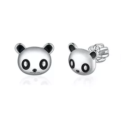 Stříbrné náušnice na šroubek PANDA 8380